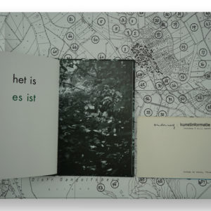Herman de Vries (1931), 3 Publications: Artist’s Book “het is”, Project Publication “flur – und feldnamen rundum eschenau von willi schwappacher“, and Exhibition Publication “from here”, 2011, 2005 and 1982.